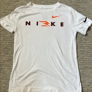 Nike White Tee with Bold Orange and Black Accents
